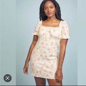 Reformation white floral linen mini dress size 12